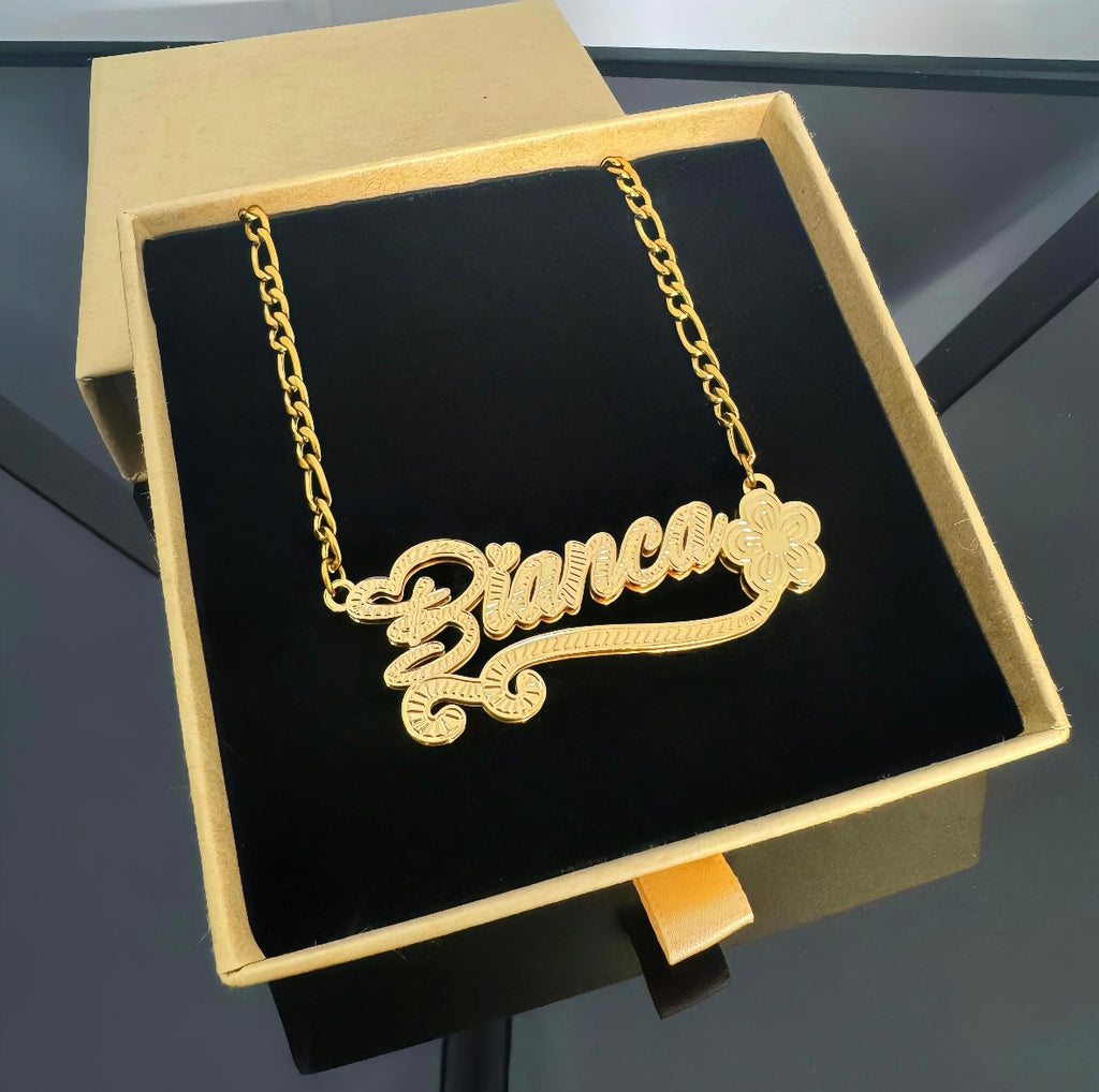 Double Plated Custom Name Flower Chain