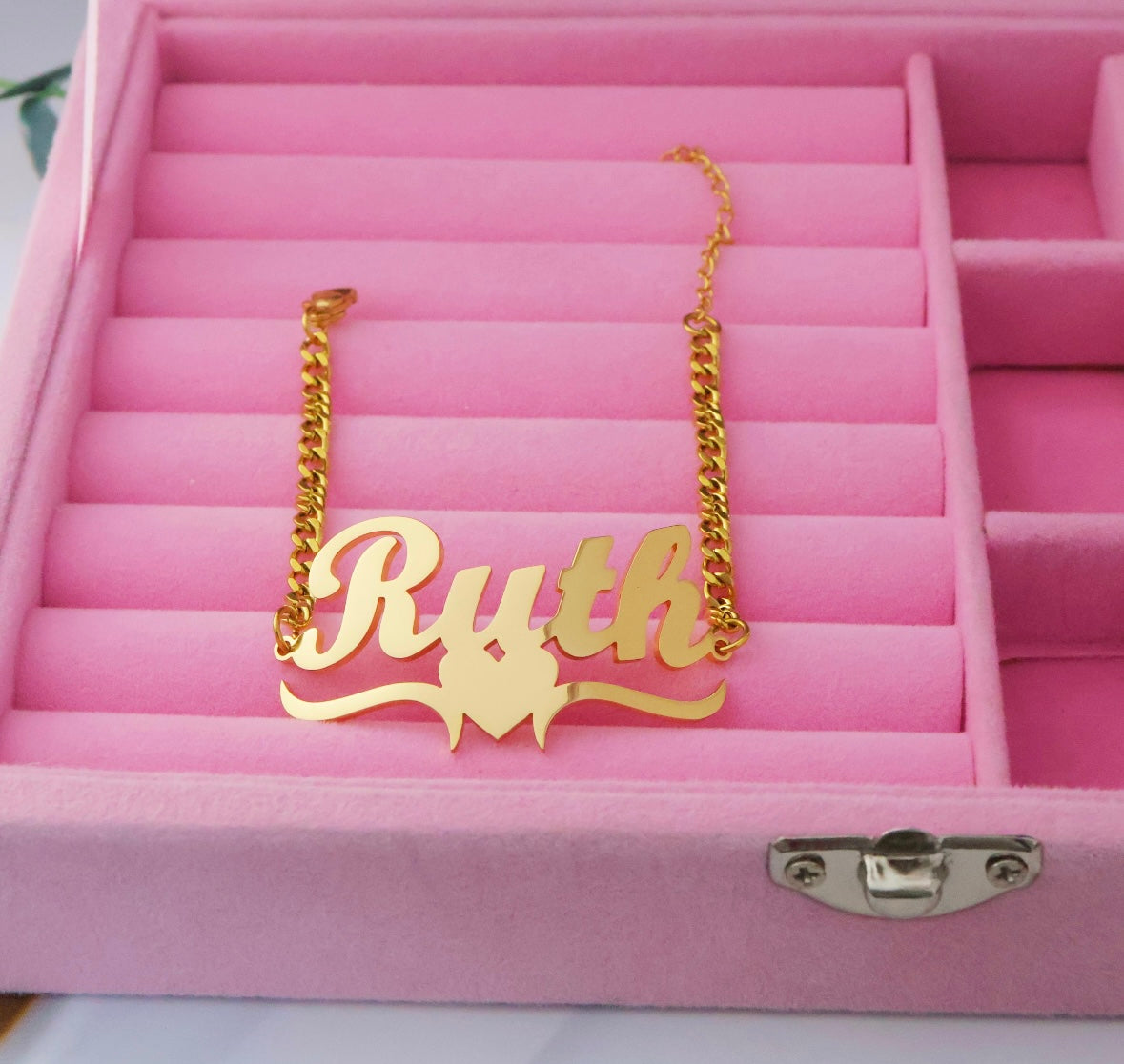 Custom Name Cuban Heart Bracelet