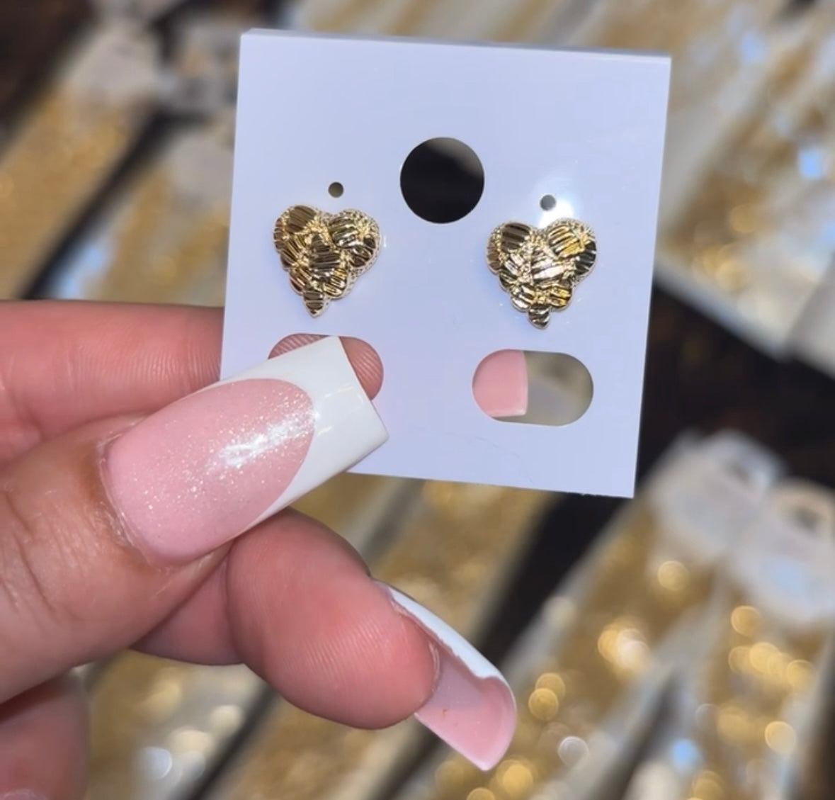 Gold Nugget Heart Studs 💛