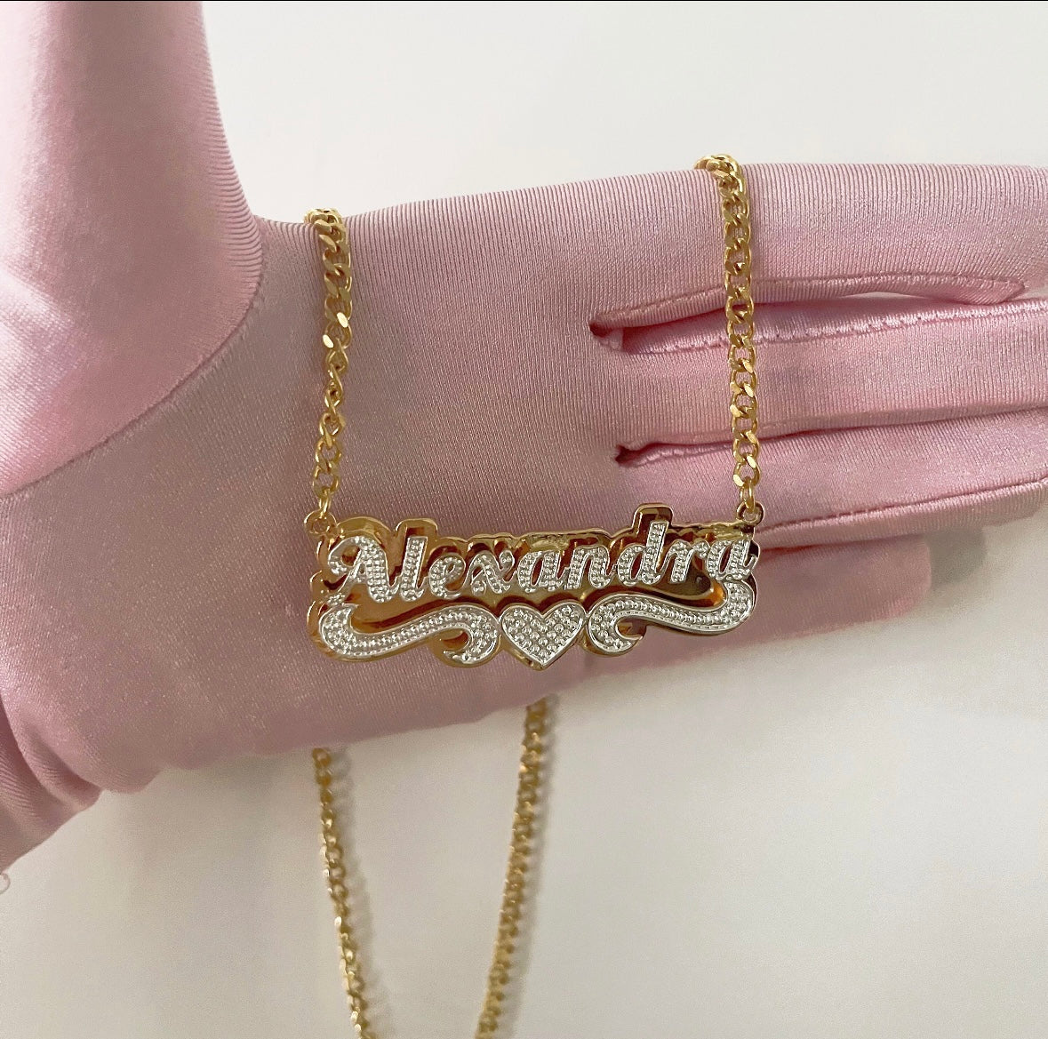 2Tone Custom Name 3D Cuban Chain