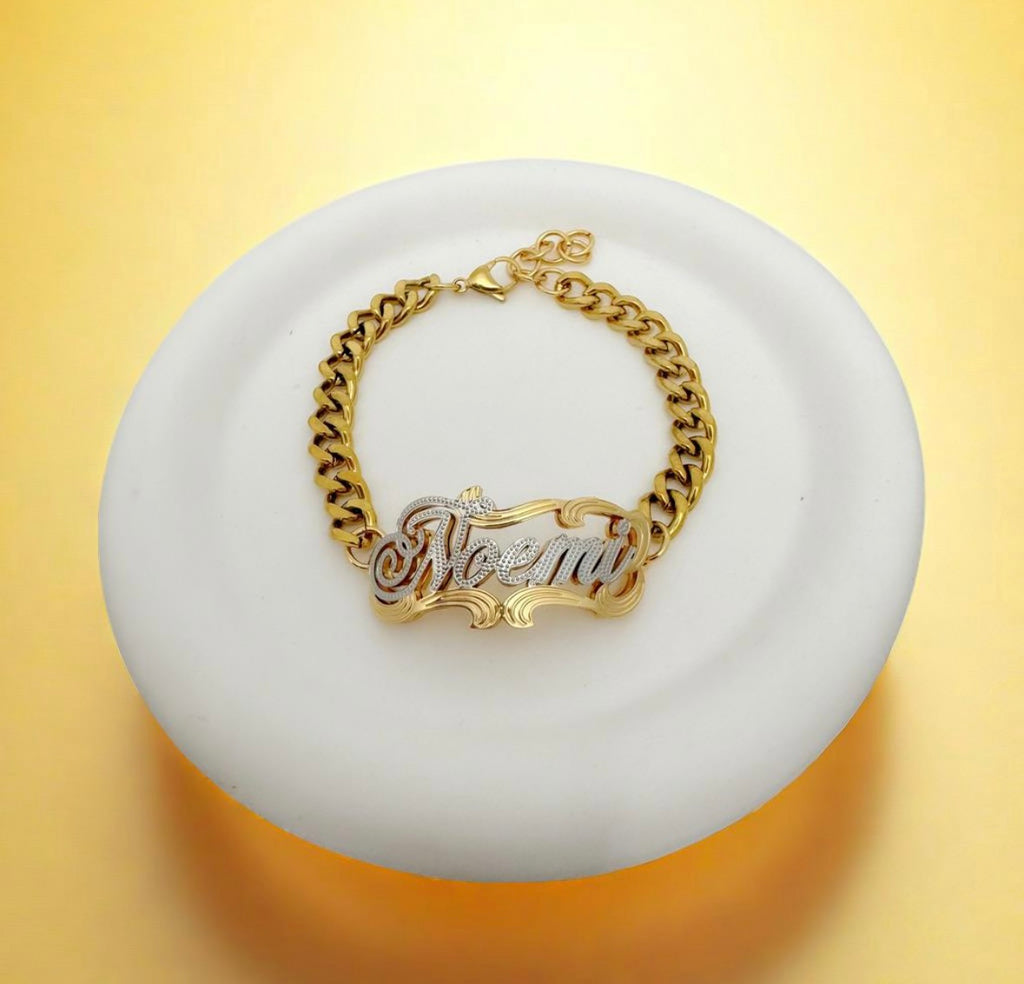 Two Tone Custom Name Cuban Bracelet