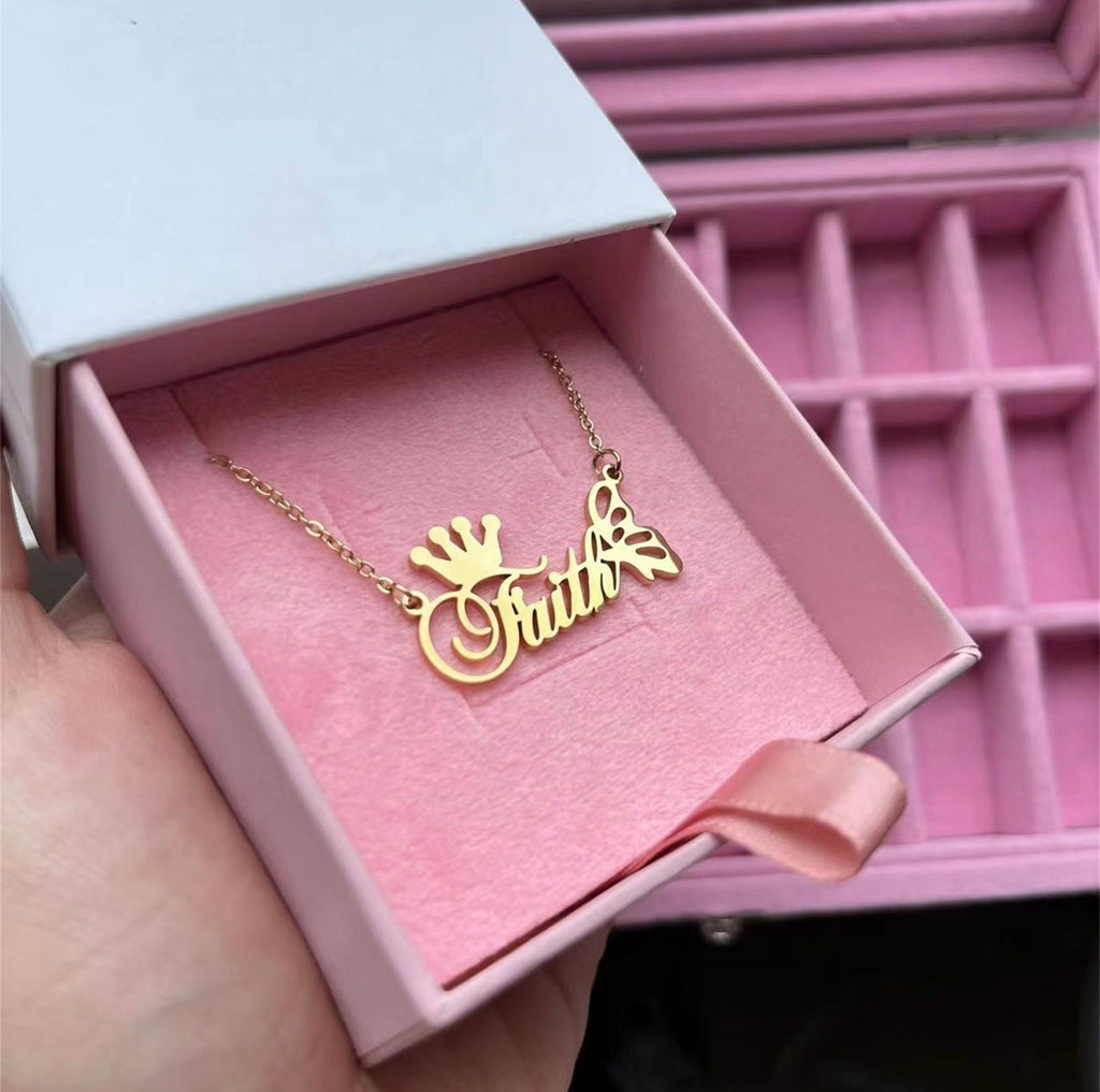 Butterfly Crown Name Necklace 🦋👑