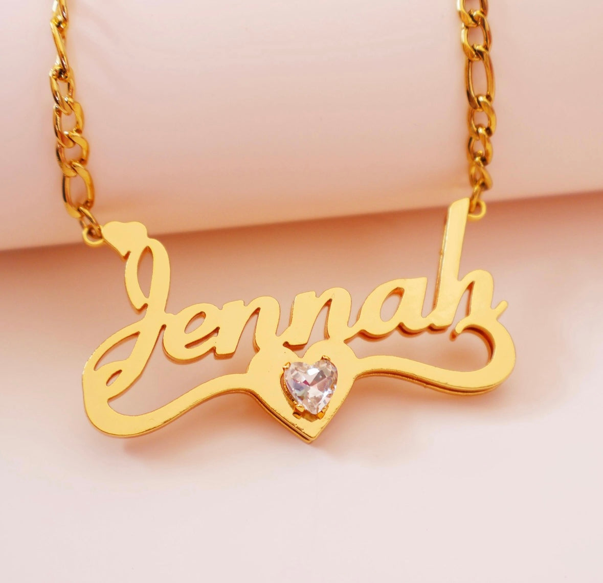 Diamond Heart Custom Name Chain