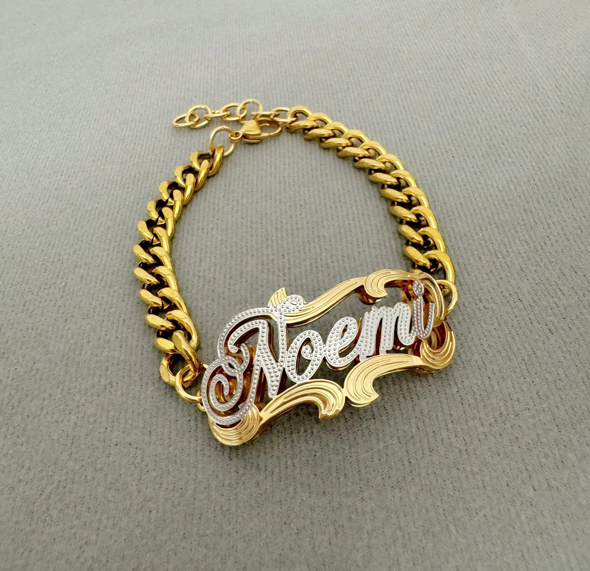 Two Tone Custom Name Cuban Bracelet