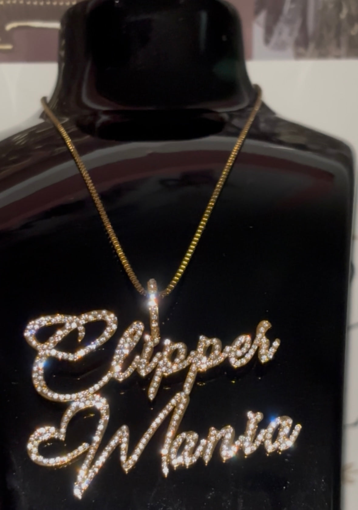 Script Diamond Custom Name Chain