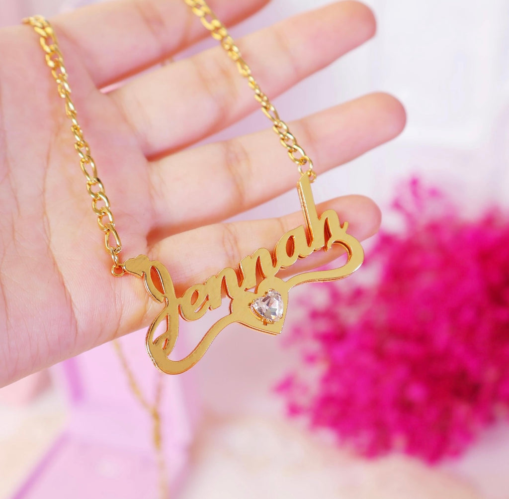 Diamond Heart Custom Name Chain