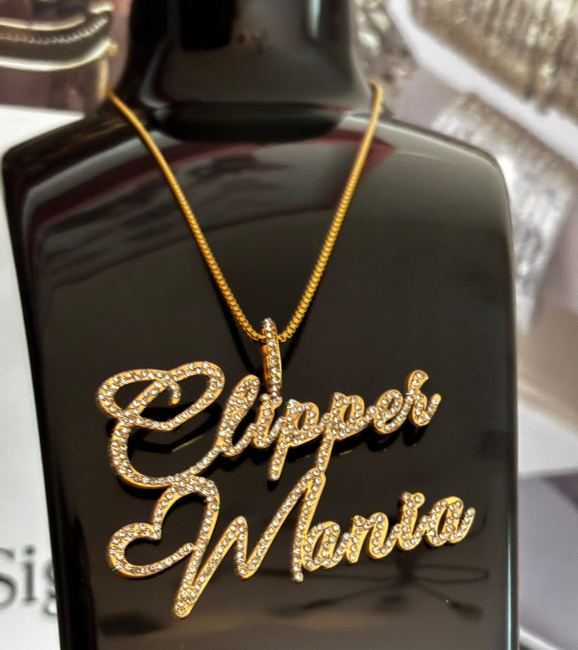 Script Diamond Custom Name Chain