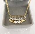2Tone Double Name Plate Heart Chain