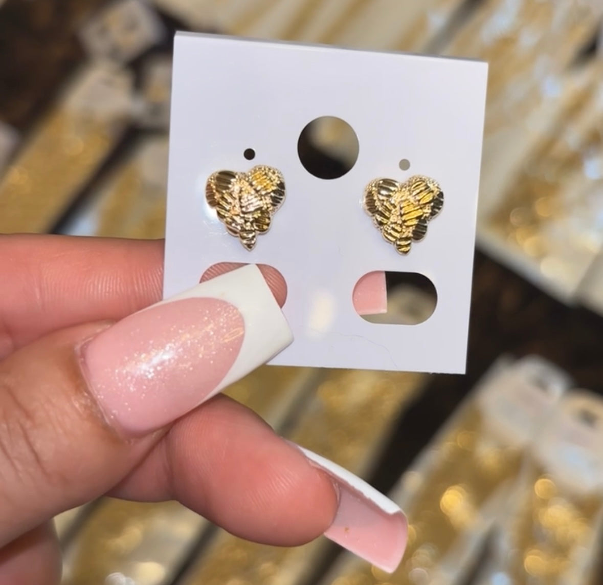 Gold Nugget Heart Studs 💛
