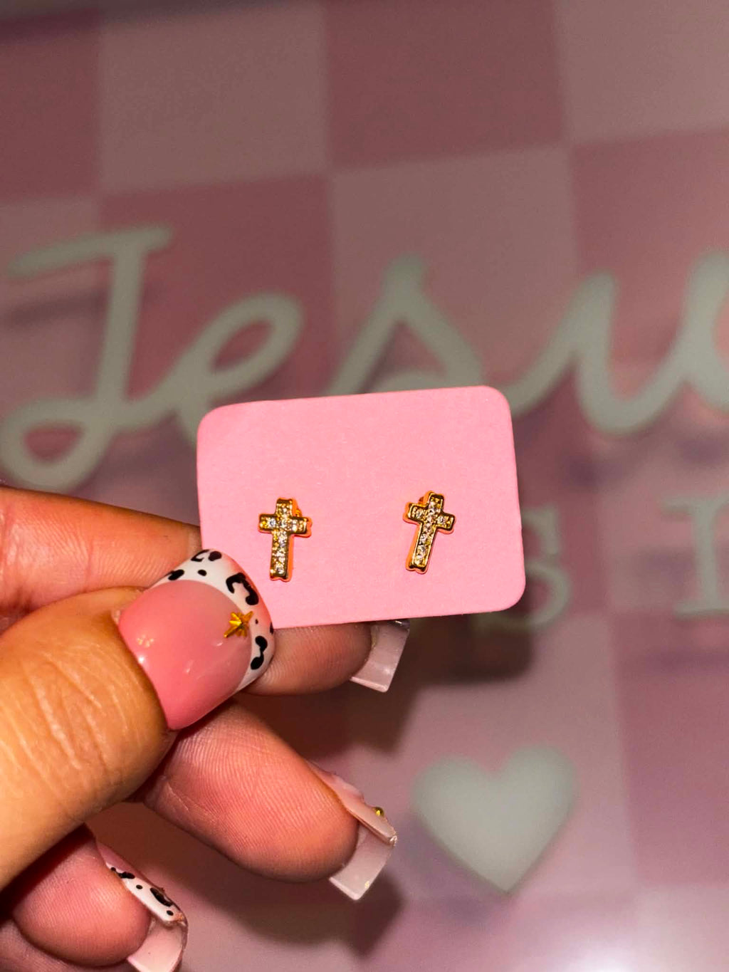 Diamond Cross Studs