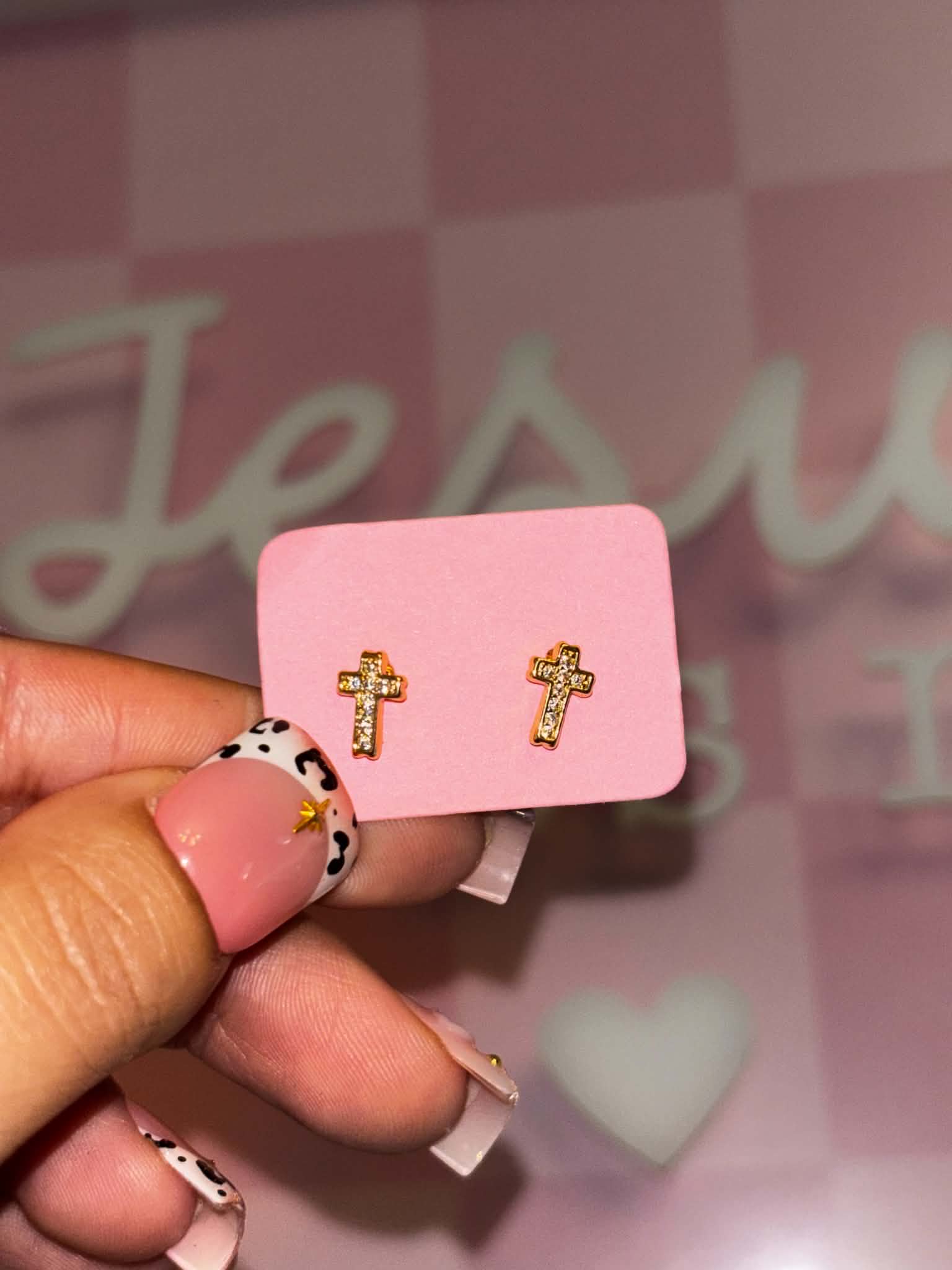 Diamond Cross Studs