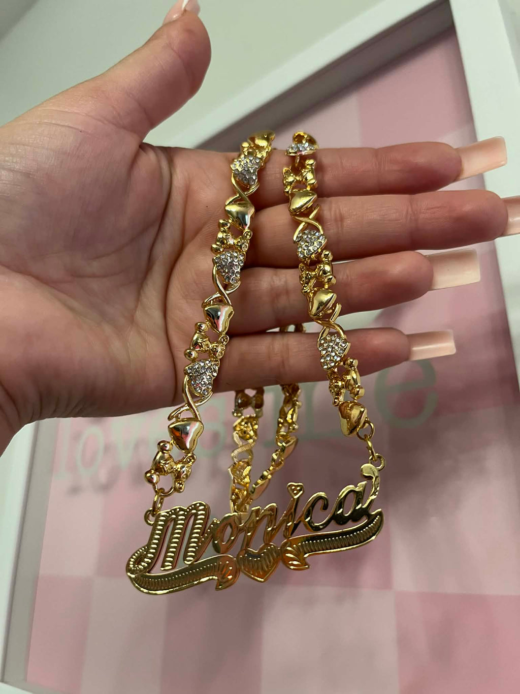Custom Double Nameplate Teddy Bear Chain