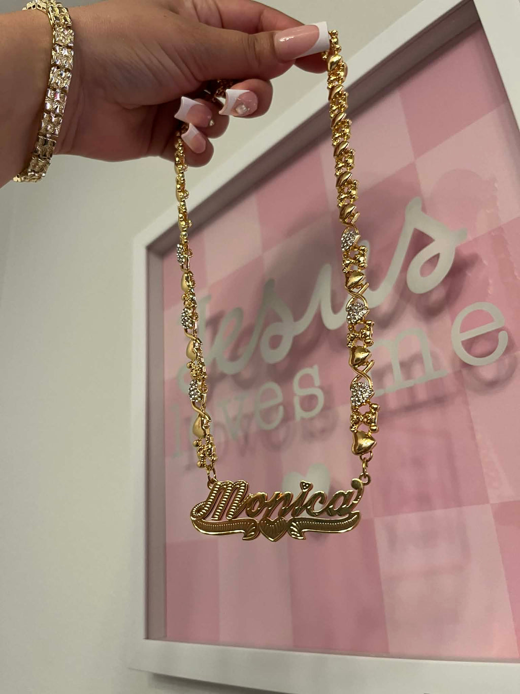 Custom Double Nameplate Teddy Bear Chain