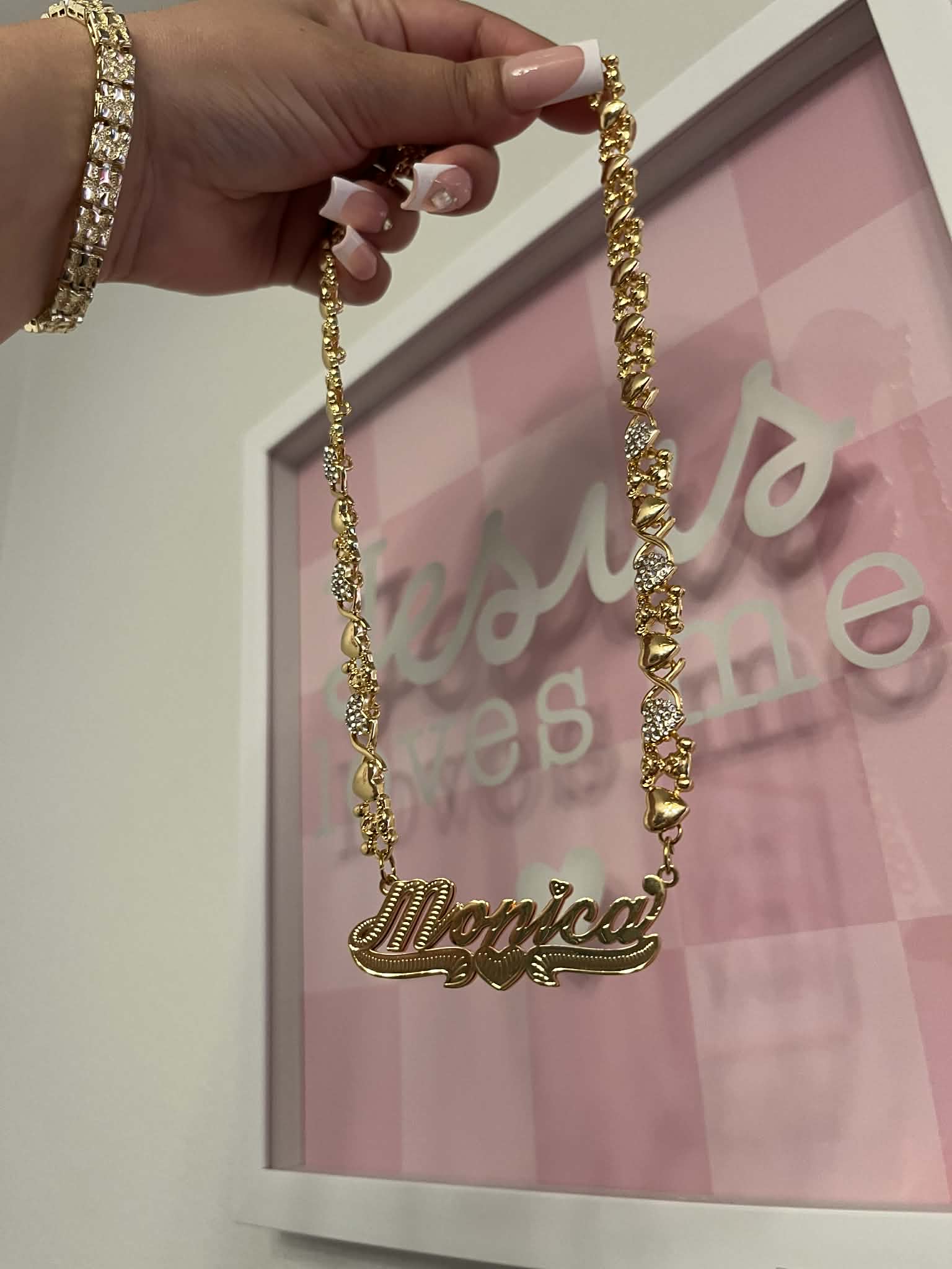 Custom Double Nameplate Teddy Bear Chain