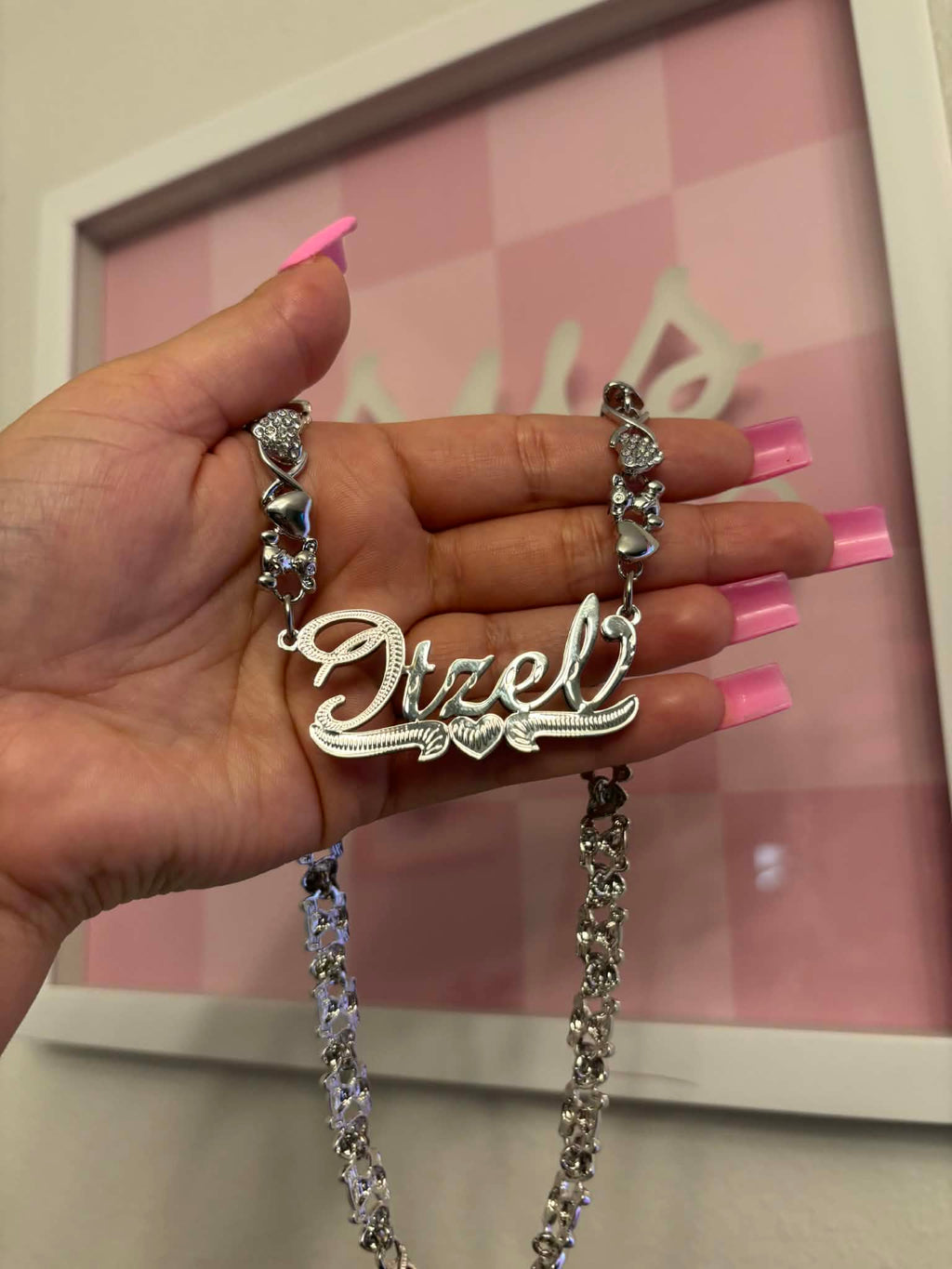 Custom Double Nameplate Teddy Bear Chain