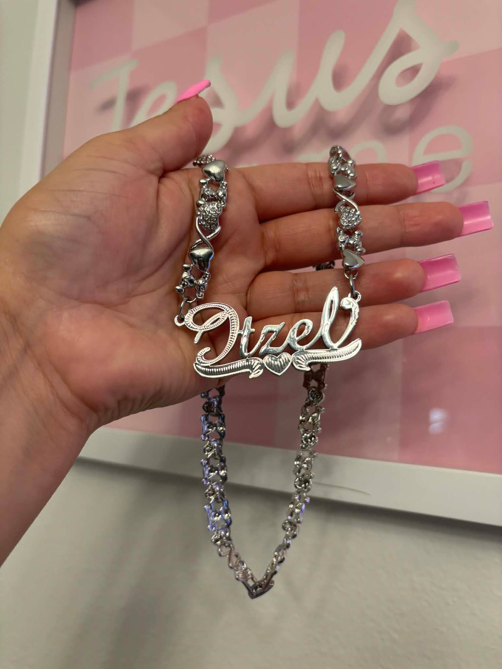 Custom Double Nameplate Teddy Bear Chain