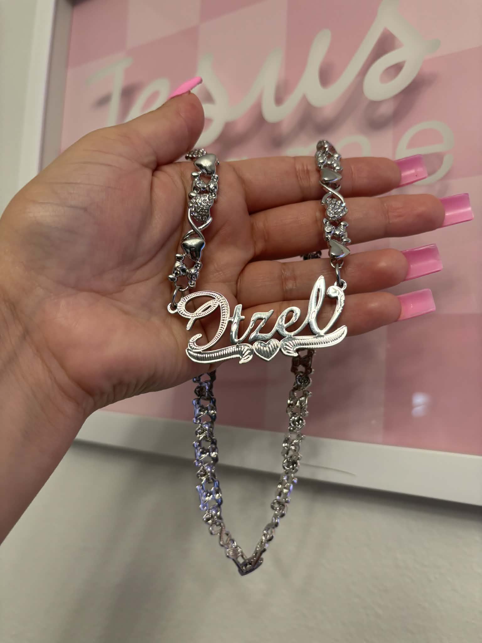 Custom Double Nameplate Teddy Bear Chain