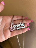 Custom Double Nameplate Butterfly Necklace