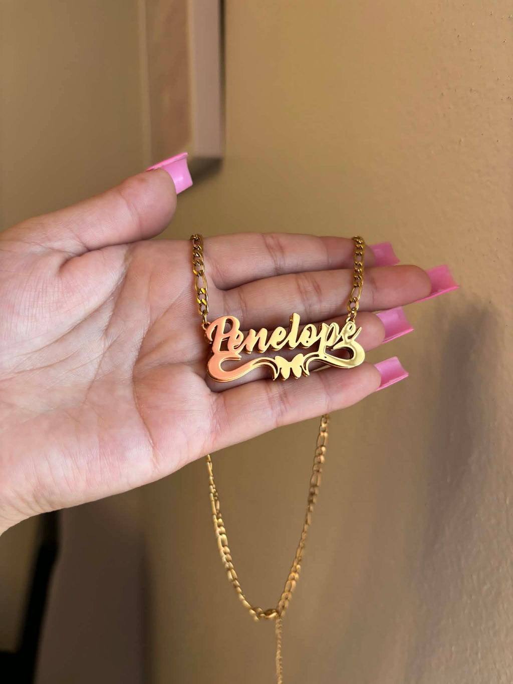 Custom Double Nameplate Butterfly Necklace