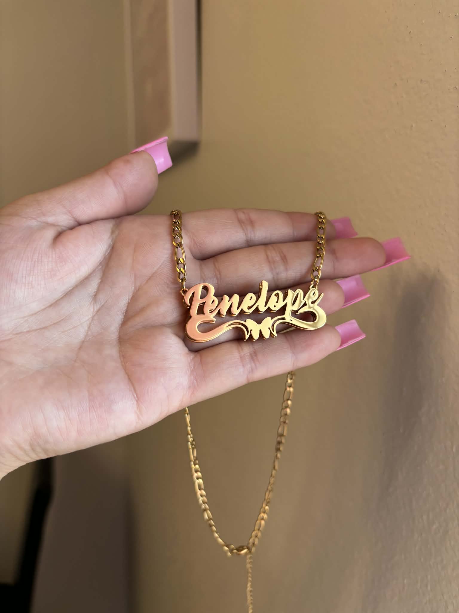 Custom Double Nameplate Butterfly Necklace
