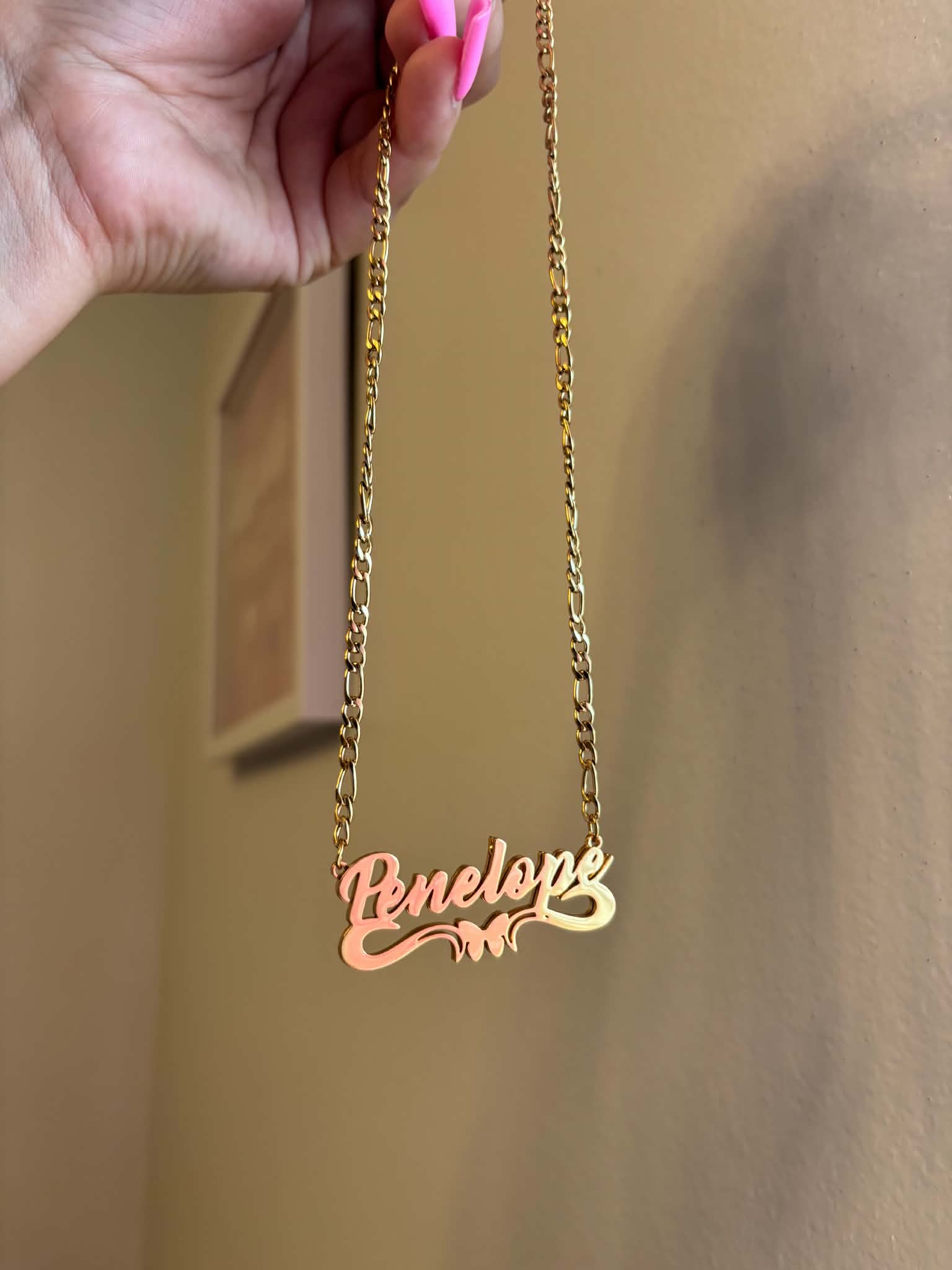 Custom Double Nameplate Butterfly Necklace